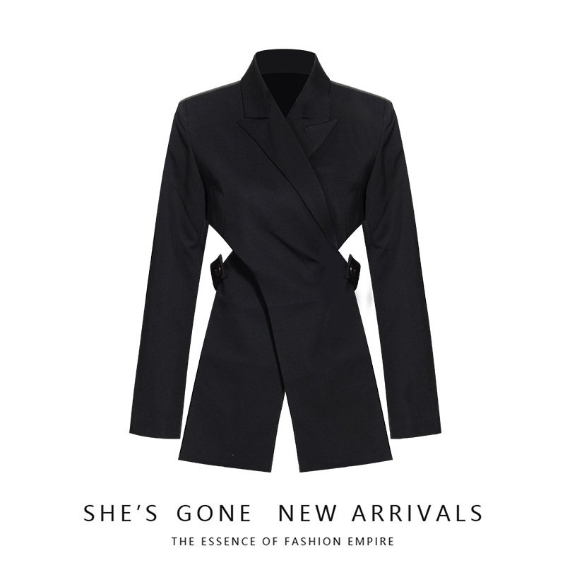 2020 designer overlapping design A small minority Sense of design black suit coat