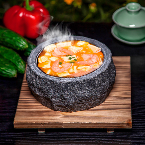 Dedicated Thickened Rough Stone Pot Bibimbap Chicken Korean Cuisine Korean Style Stone Bowl Tableware Commercial Use