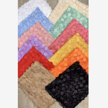 新款多色绣花面纱面料批发立体花绣布批发刺绣面料童装汉服蕾丝