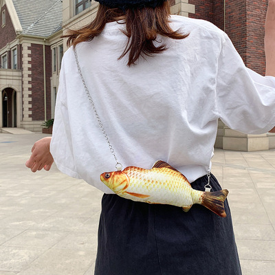 2020夏季新款厂家直销印花链条单肩包印花手机包一件代发仿真鱼包|ru