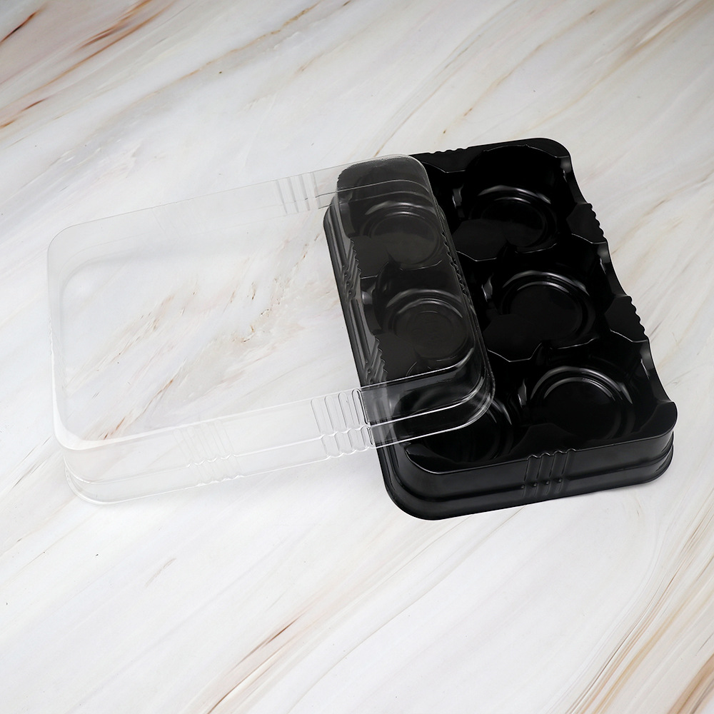 Caja de pastel de luna, 6 cápsulas de pastel de luna, pastel de frijoles verdes, caja de embalaje de plástico transparente, horneado, caja de embalaje desechable de West Point