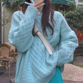 2020秋冬新款套头毛衣女日系宽松大码外穿甜美加厚保暖针织毛衣