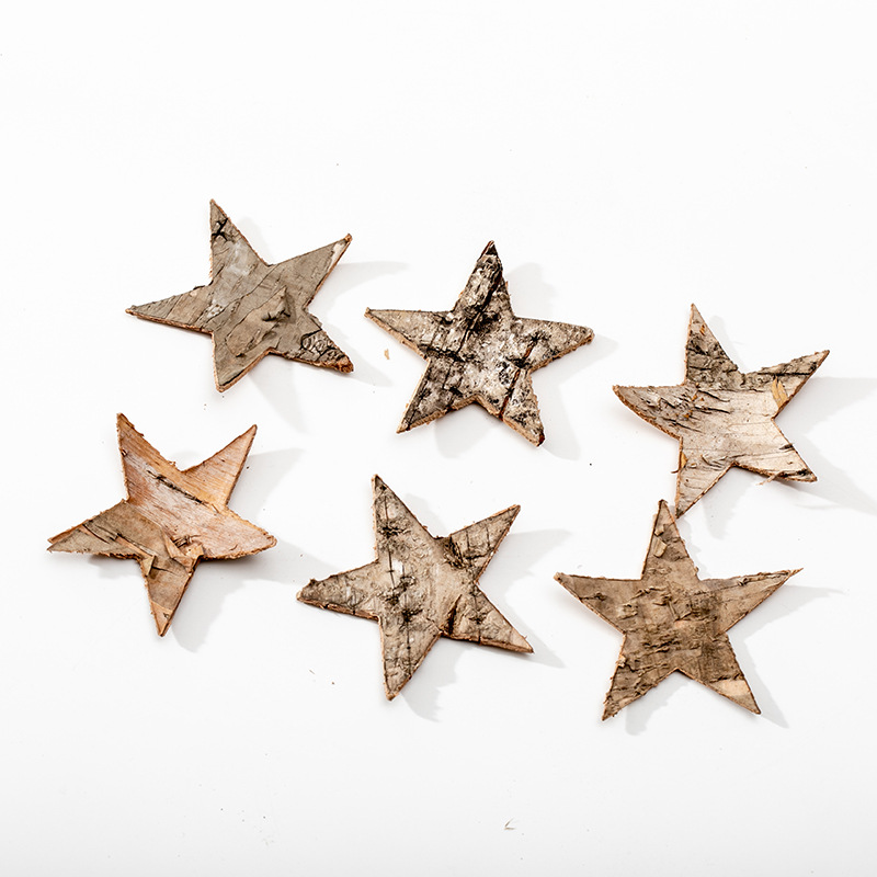 Artesanías de corteza de tronco Jardín europeo creativo de Navidad alce pentagramas amor accesorios de árbol de Navidad