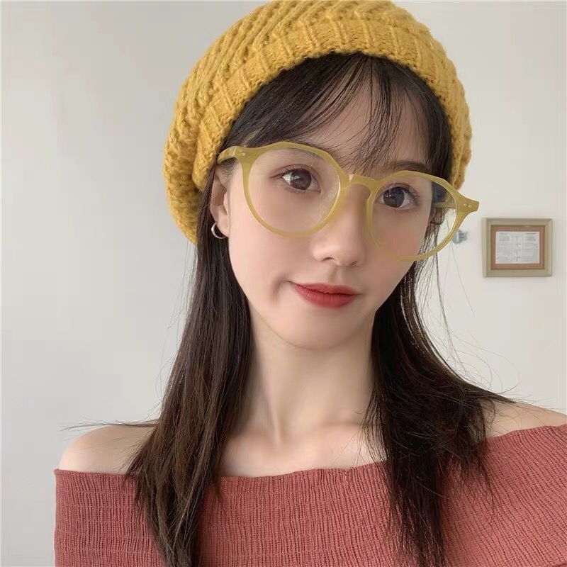 Fashion Round Frame Flat Mirror Yellow Anti-blue Light Glasses Wholesale display picture 16