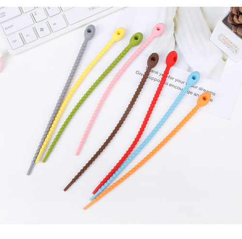 Factory Wholesale Multifunctional Data Bundle Line Belt Reusable Telescopic Card Head Design Silicone Colorful Zip Ties 