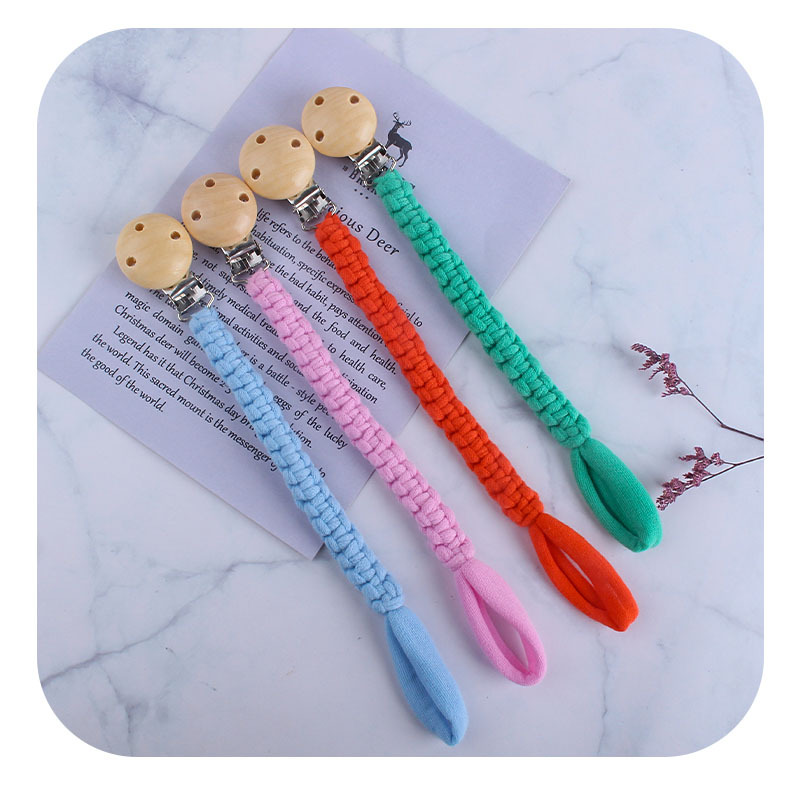 Nuevo DIY bebé juguete creativo Hemu pezón clip hecho a mano algodón tejido chupete cadena pezón cuerda