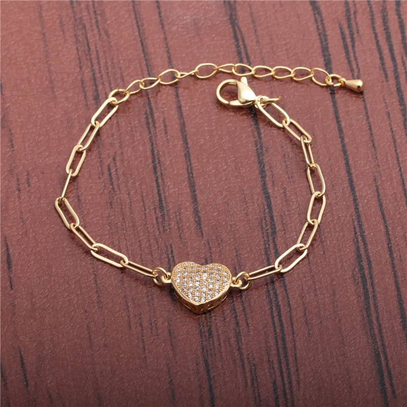 Bracelet Ajustable Coeur Pêche Zirconium Blanc display picture 2