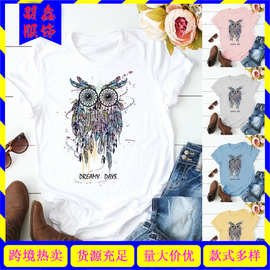 亚马逊 wish 欧美 dreamy days 猫头鹰印花短袖t恤 速卖通 eBay