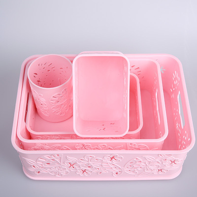 特價桌面收納籃學生宿舍塑料盒子家用化妝品零食水果雜物收納盒