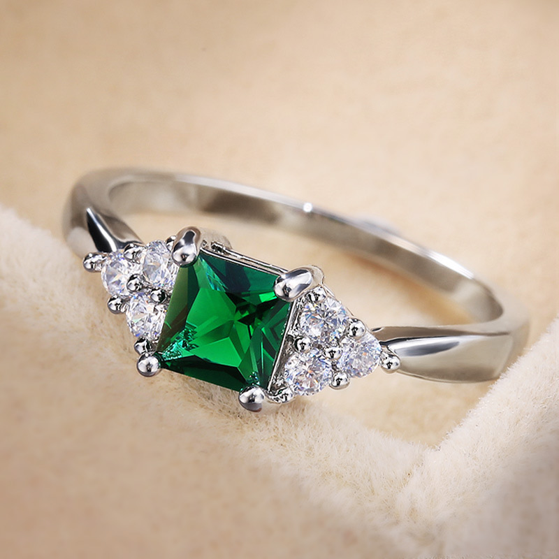 8g Weight Zircon Inlay Material Rings Classification Square Copper Fashion Rings