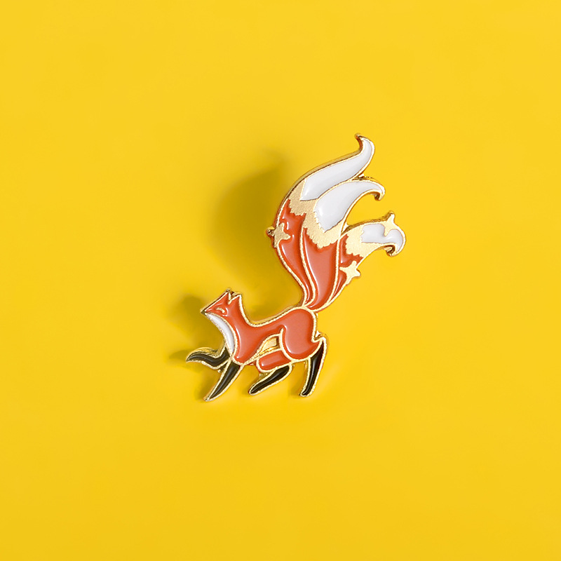 Cute Fox Alloy Enamel Stoving Varnish Unisex Brooches display picture 4