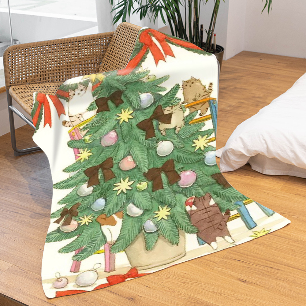 DIY定制毛毯圣诞秋冬保暖沙发盖毯 高清印花双面法兰绒空调毯