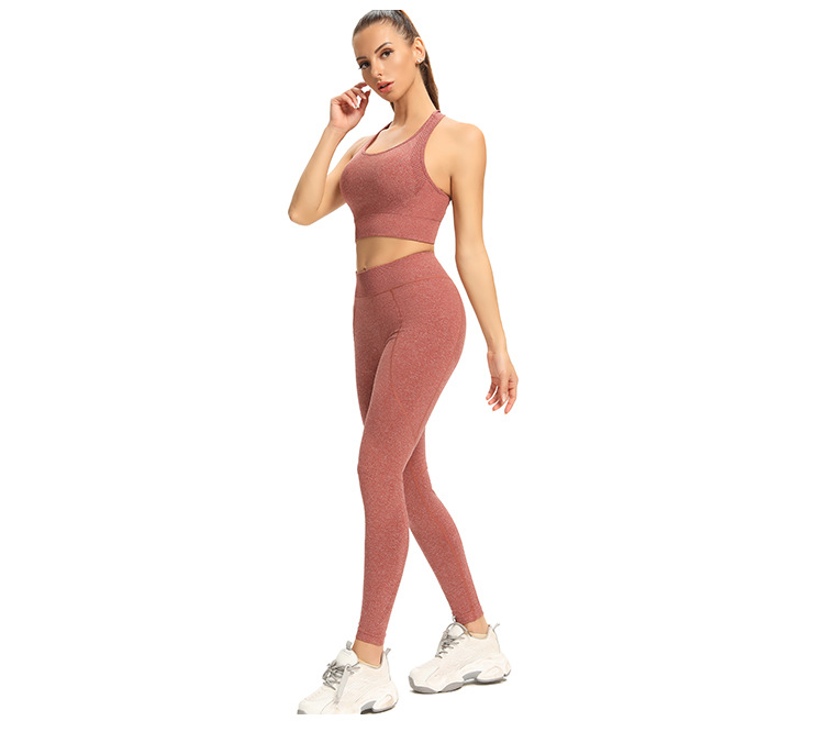 Hot Yoga Suit Naked Women Sense Bra Shockproof Sports Vest Hip Raise Fitness Pants in Sports Sets
