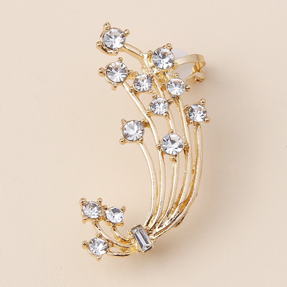 Women'S Gender Inlay Design Sweet Simple Style Flower Alloy Inlay Rhinestones Women's Ear Clips Ear Studs