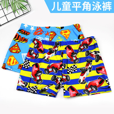 卡通图案儿童泳裤弹力舒适透气平角男童泳裤批发OPP袋装泳裤