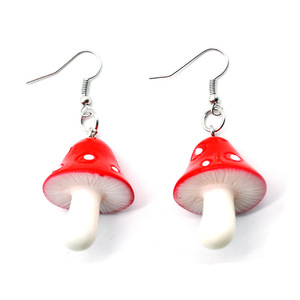 2 pairs Simple and sweet mushroom earrings for women girls simulation mushroom earrings Japanese and Korean earrings