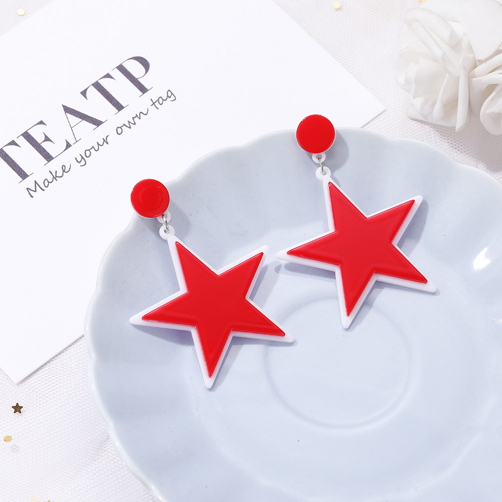 Korean New Fashion Acrylic Pentagram Earrings For Women Wholesale display picture 4
