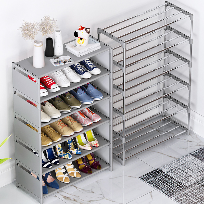 鞋架簡易家用多層門口金屬鐵藝防塵組裝家用宿舍經濟型小號鞋架子