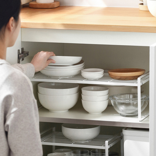 Cabinet layered rack kitchen storage rack countertop telescopic storage rack storage divider drain rack single layer pot rack