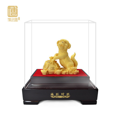 工厂直销金店生肖狗绒沙金工艺礼品摆件镀金办公桌摆件福旺财旺|ms