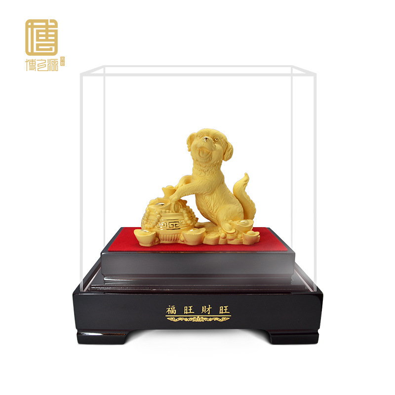 工厂直销金店生肖狗绒沙金工艺礼品摆件镀金办公桌摆件福旺财旺|ms