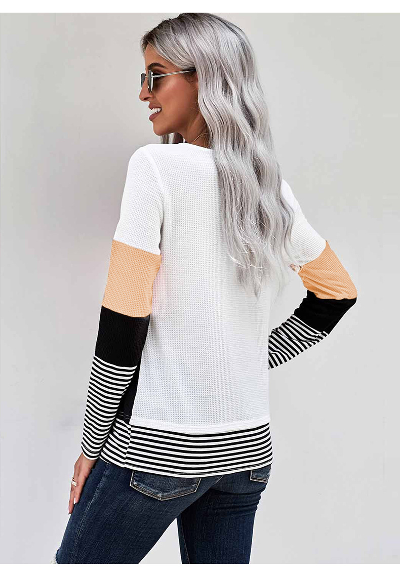 striped women's autumn and winter new fashion round neck long sleeve pullover sweater NSSI2357
