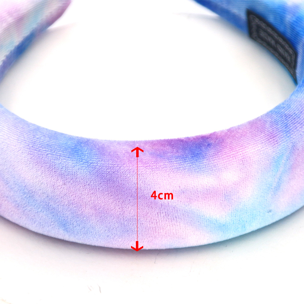 Moda Terciopelo Dorado Esponja Placa Inferior Magia Multicolor Tie-dye Artesanía Diadema Al Por Mayor display picture 13