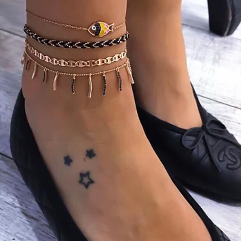 Korean New Fashion Foot Jewelry Color Dripping Oil Fish Anklet Summer Braided Black Anklet Wholesale display picture 13