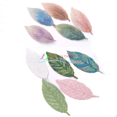 网红渐变树叶发刘海夹刺绣叶子韩版BB夹小清新少女树叶碎发卡