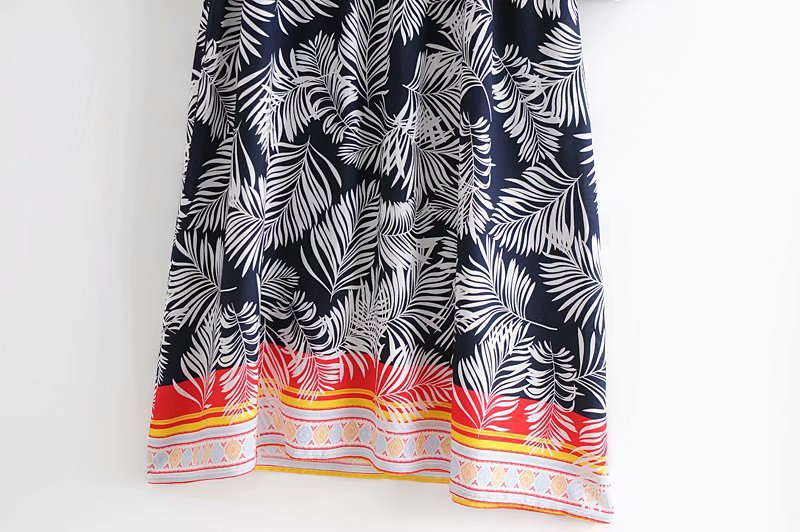 cotton water printing fringed long-sleeved dress  NSAM11238