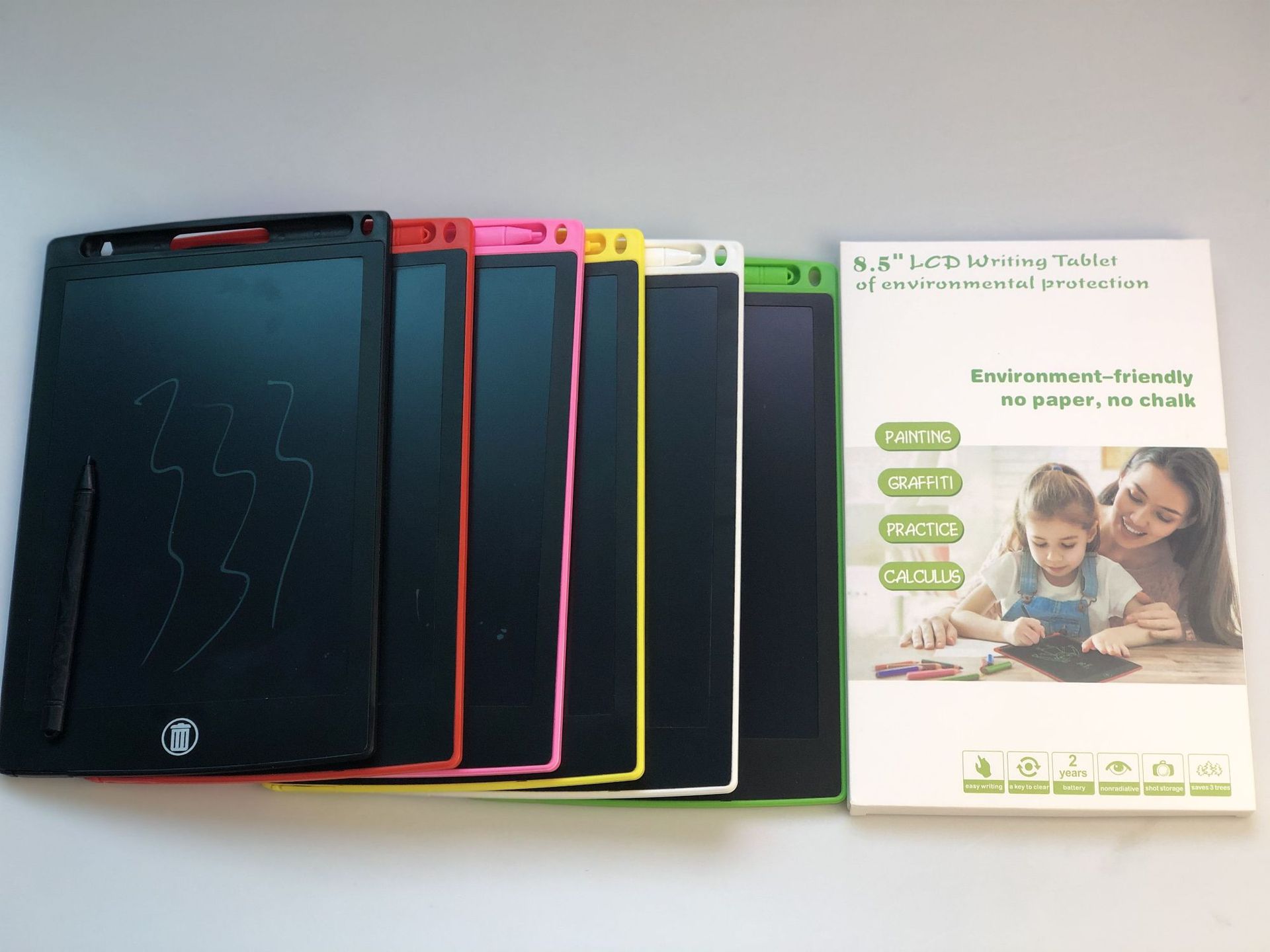 厂家直销 8.5寸LCD液晶手写板 带锁键儿童画板光能小黑板|ru