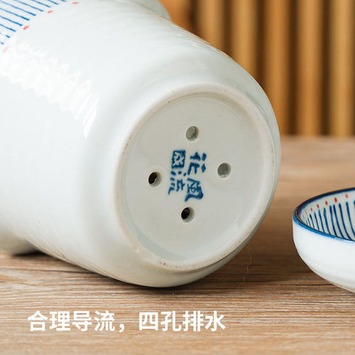 Nishida Muyu Japanese-style high-temperature underglaze color hand-painted ceramic household chopstick barrel drain chopstick barrel storage rack chopstick cage