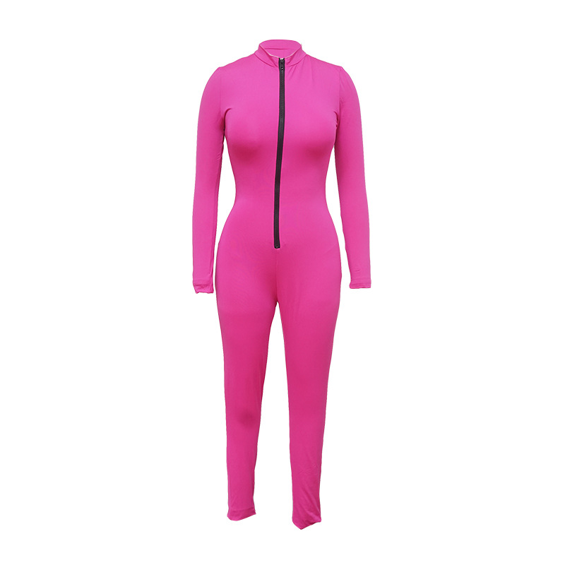 Hot Models Full-Body Solid Color Tight Sexy Jumpsuit NSMYF57862