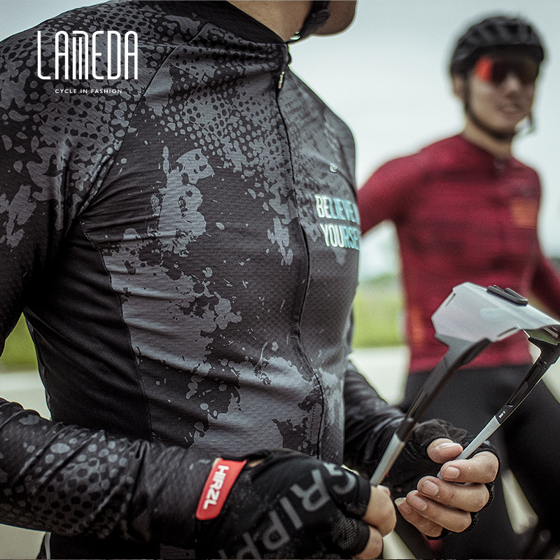 蘭帕達(dá)春秋抓絨保暖套裝長(zhǎng)袖騎行服冬季上衣男公路山地自行車(chē)服裝