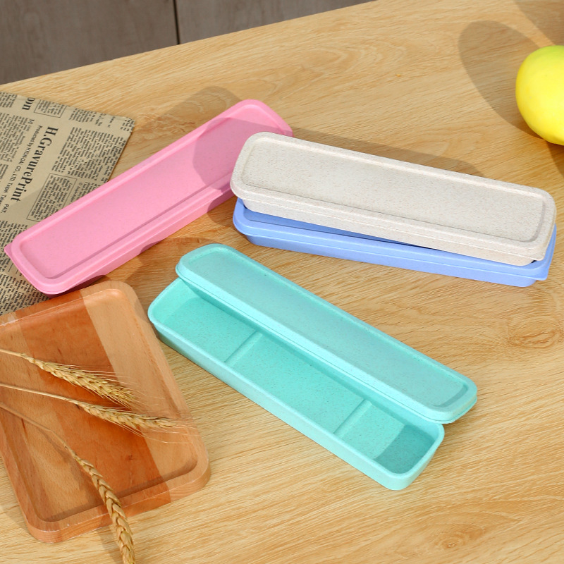 小麦秸秆麦元素餐具盒多色便携盒学生礼品翻盖多规格文具盒子批发