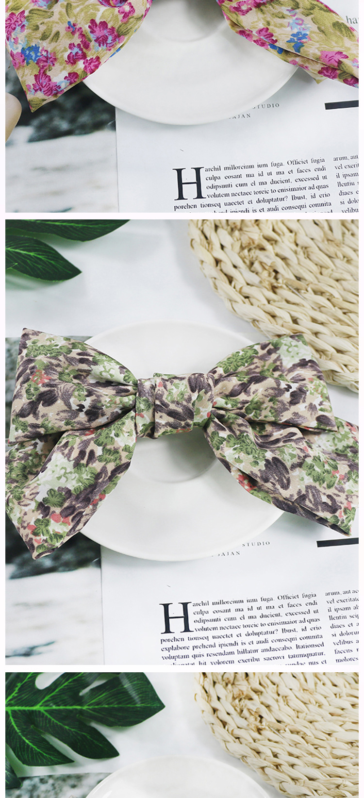 New Cute Big Bow Hairpin Printing Small Top Clip Wholesale Nihaojewelry display picture 5