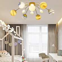 北歐網紅卧室燈具創意個性現代簡約太空星球燈男孩兒童房間吸頂燈