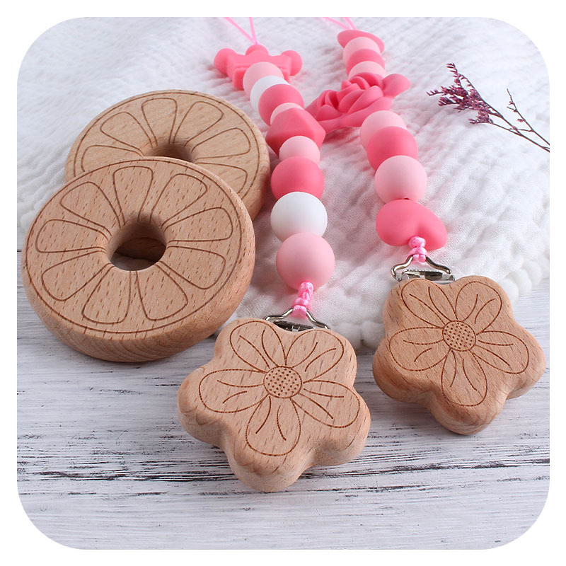 Nueva Flor de dibujos animados chupete clip de juguete de haya mordedor bebé de silicona Rosa corona chupete cadena anti-gota cadena