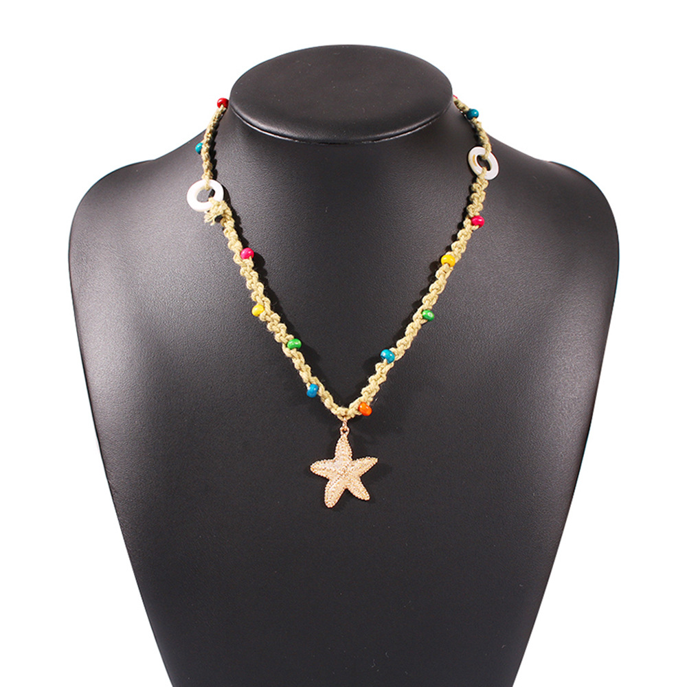 New Fashion Creative Hand-woven Bohemian Alloy Starfish Pendant Necklace Wholesale display picture 2