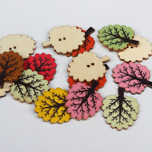 Young Tree Wooden Cartoon Button Kindergarten Children's Creative Handmade Painting DIY Clothing Accessories AliExpress Explosions