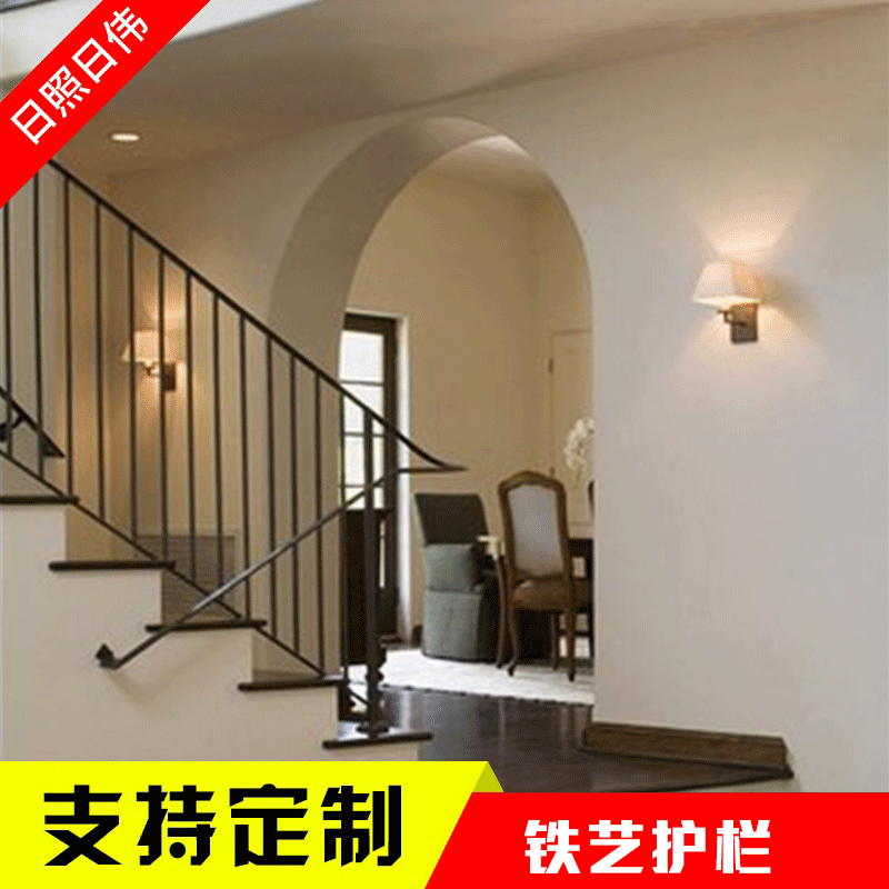 供应锻打型铁艺楼梯栏杆 阳台护栏立柱立杆楼梯花 铁艺护栏