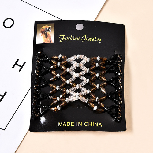 Euros and Americans Best-Selling Handmade Bead Headbands Double-Row Elastic Insert Comb Magic Versatile Hair Comb Updo Styler