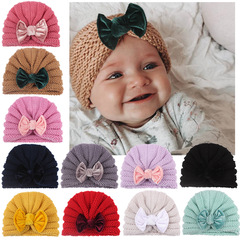 2022 New European & American Style Baby Autumn/Winter Warm Hat – Kids' Velvet Bow-Knot Knitted Hat