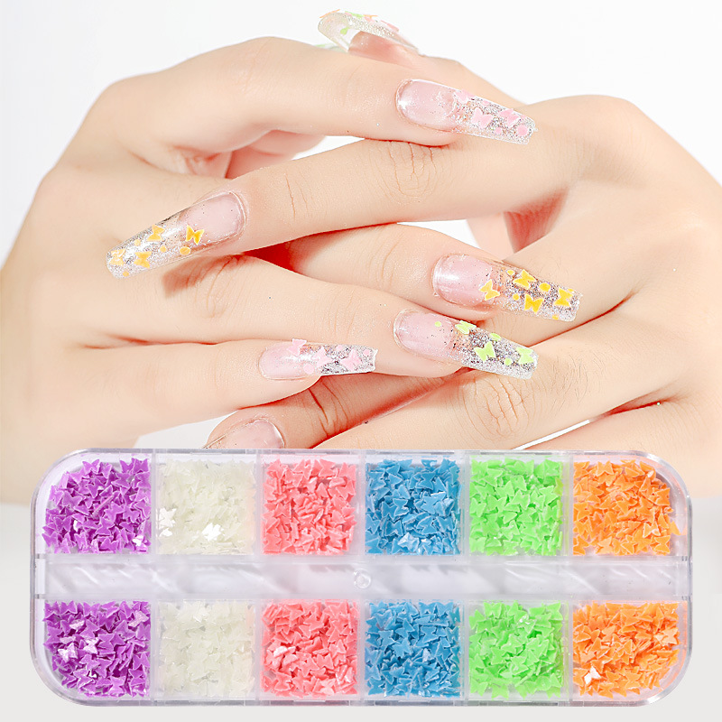 Fingermaid manicure mariposa redonda esquina luminosa, mariposa de caja larga esquina redonda ultrafina esquina luminosa