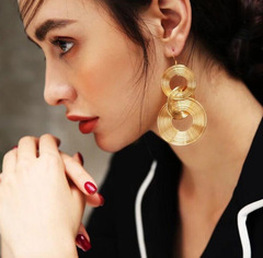 誇張歐美復古幾何多層金屬圓圈圈耳環女網紅個性夜店耳釘耳墜