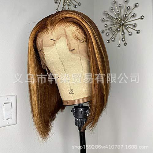 Brown synthesized wig with hair parting
