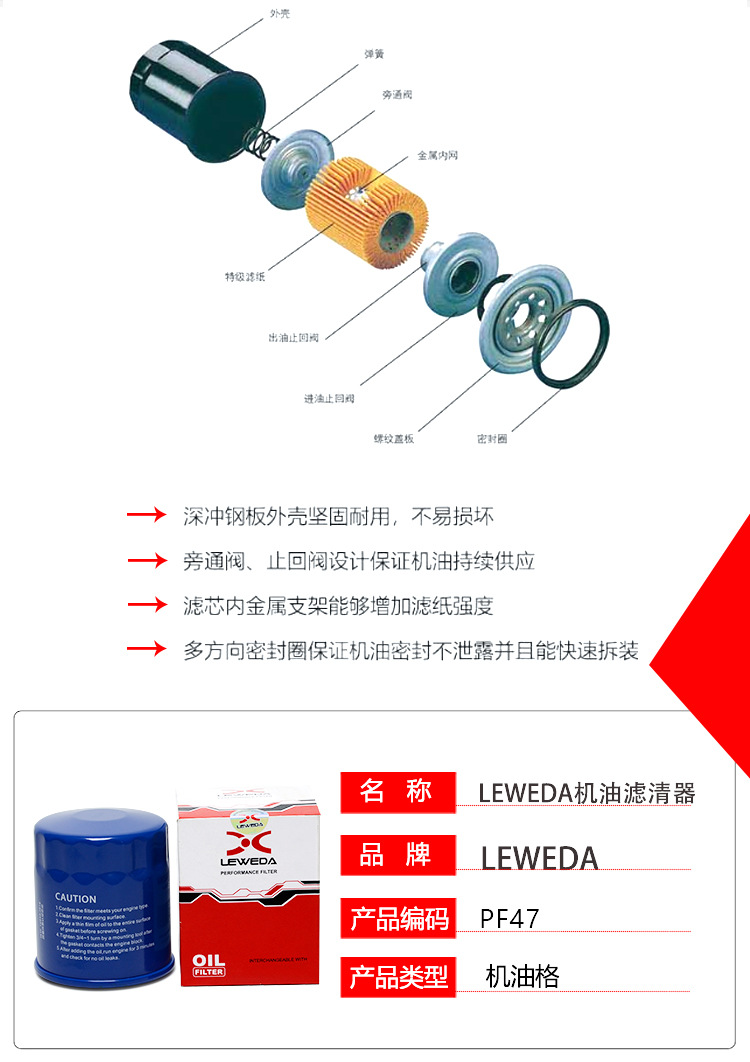PF47 Junwei Junyue oil grid oil filter element Opel Chevrolet car oil filter factory direct sales