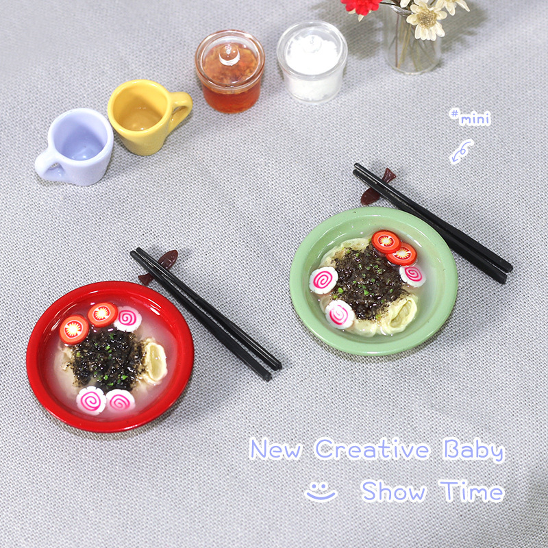 Bjd Dollhouse parts Miniature toy Model collocation Decoration Mini Japanese Dolphin bone Lamian Noodles combination D372
