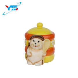 厂家直销带盖3D陶瓷白云土手彩卡通蜜蜂动物杂粮罐厨房收纳储物罐