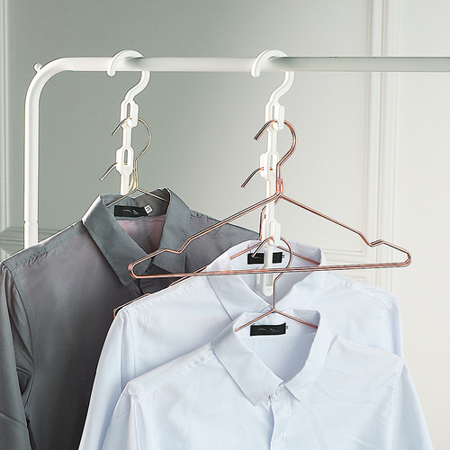1583 Space-saving multi-layer clothes hanger storage rack with 4 hooks for clothes and pants storage in the wardrobe